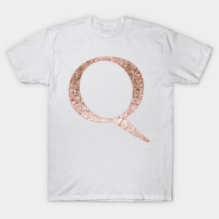 Q rose gold glitter monogram letter T-Shirt